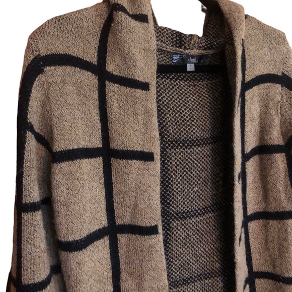 Sioni geometric print long hooded open front cardigan size small - Picture 3 of 5